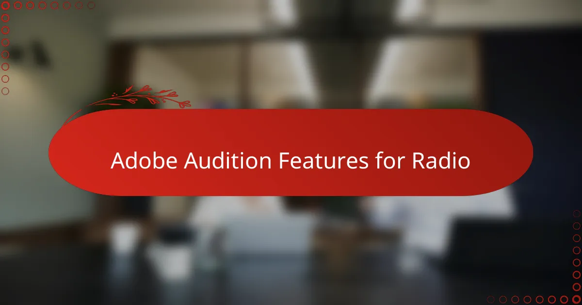 Adobe Audition Features for Radio