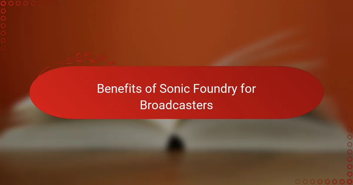 Benefits of Sonic Foundry for Broadcasters