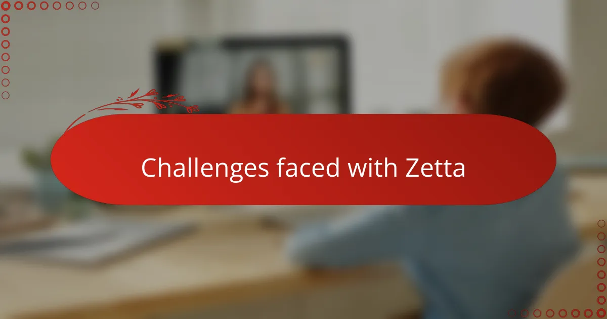 Challenges faced with Zetta