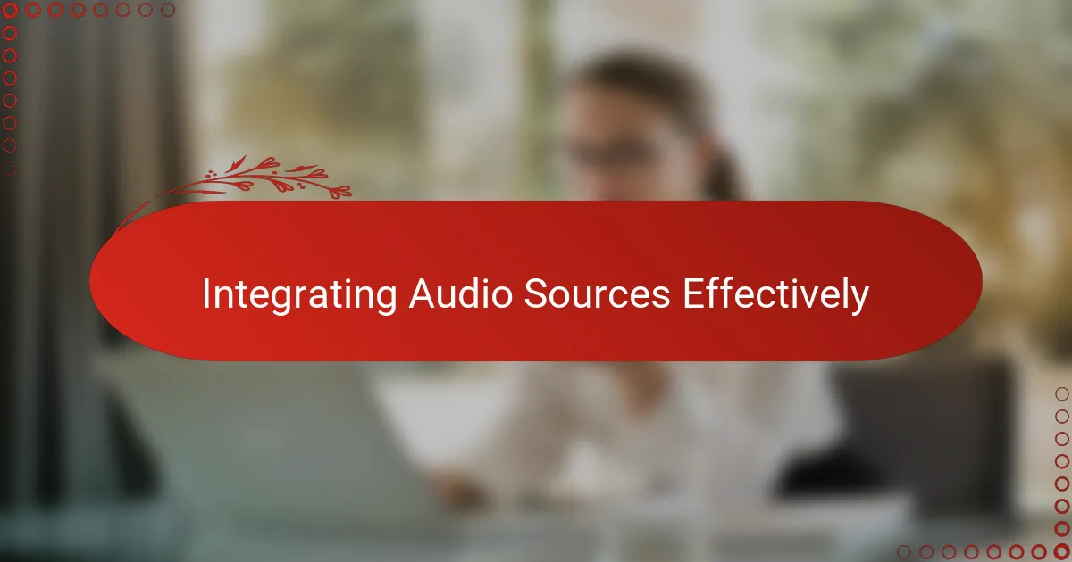 Integrating Audio Sources Effectively