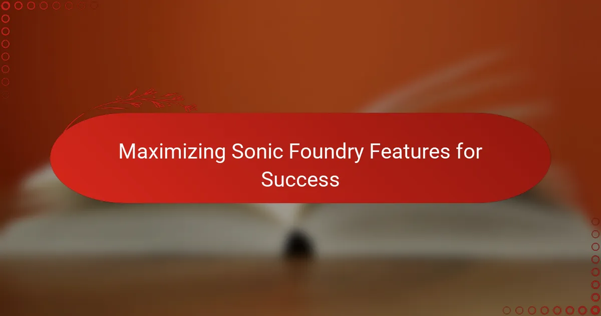 Maximizing Sonic Foundry Features for Success