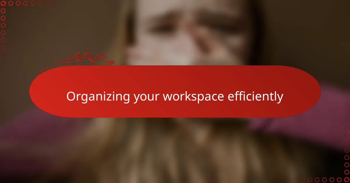 Organizing your workspace efficiently