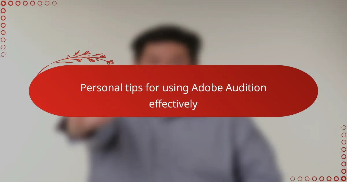 Personal tips for using Adobe Audition effectively
