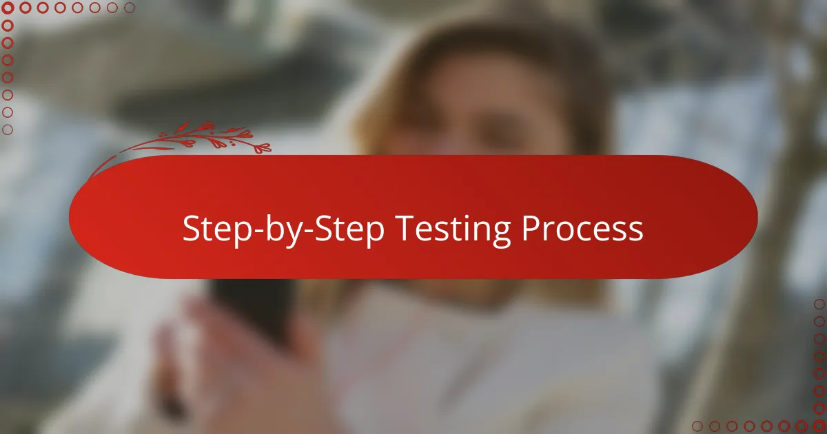Step-by-Step Testing Process